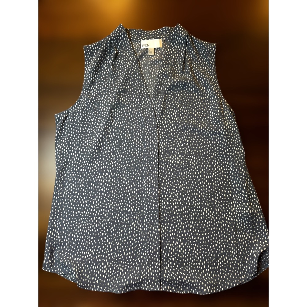 Nordstrom Rack Women's Sleeveless Top Navy White Dot Print Career‎ Casual
